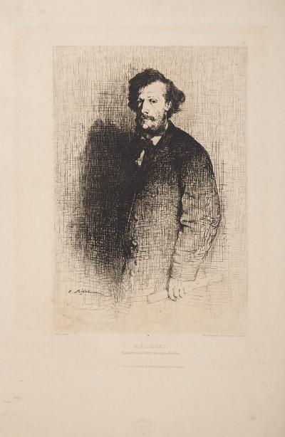 Théodule RIBOT : Portrait de M.A. CADART - Eau forte originale signée 2