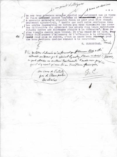 Georges CLEMENCEAU - Tapuscrit avec corrections autographes octobre 1914 2