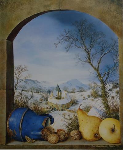 Albert DRACHKOVITCH THOMAS :  Paysage d’hiver, Galerie Beauvau  (affiche d’art) 2