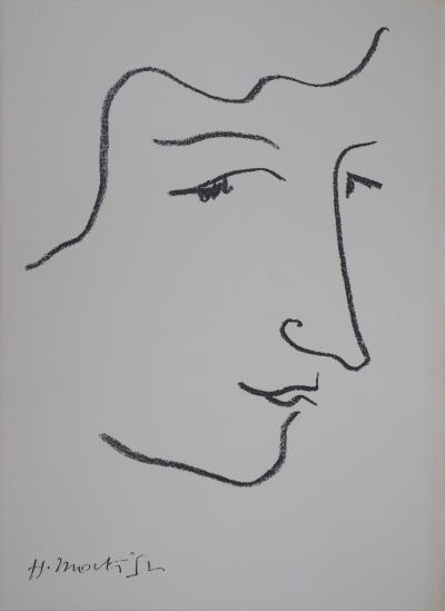 Henri MATISSE - Portrait de profil, Lithographie originale signée 1952 2