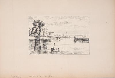 Henri Alexandre SAFFREY : Un pont sur la Seine - Gravure originale signée 2