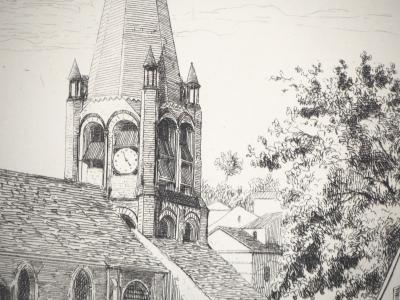 Henri Alexandre SAFFREY : Un clocher - Gravure originale signée 2