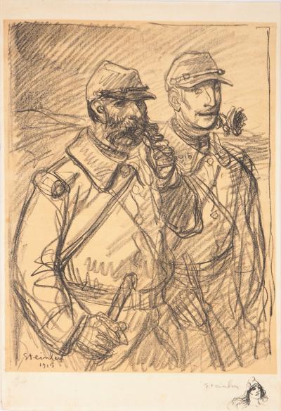 Théophile Alexandre STEINLEN : Officiers à la pipe et à la rose - Lithographie originale signée 2