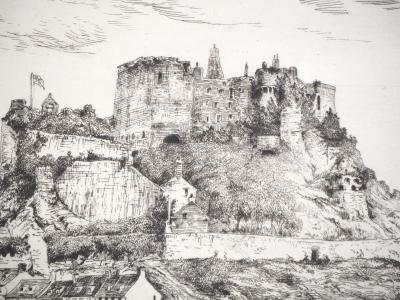 Alfred TAIÉE : Ruine du château de Montorgueil - Eau forte originale signée 2