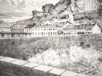 Alfred TAIÉE : Ruine du château de Montorgueil - Eau forte originale signée 2