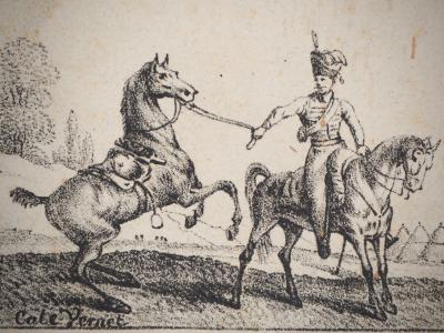 Charles-Antoine VERNET : Croquis de chevaux - Quatre lithographies originales signées 2
