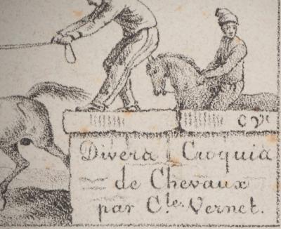 Charles-Antoine VERNET : Croquis de chevaux - Lot de 5 Lithographies originales signées 2