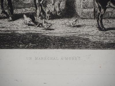 Jules-Jacques VEYRASSAT : Un maréchal à Moret - Eau forte originale signée 2