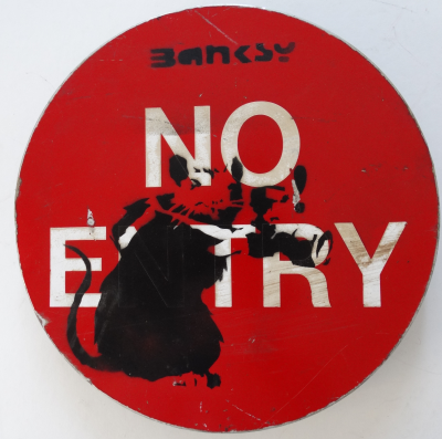 Banksy (attribué à) -Panneau, circa 2006, Pochoir 2