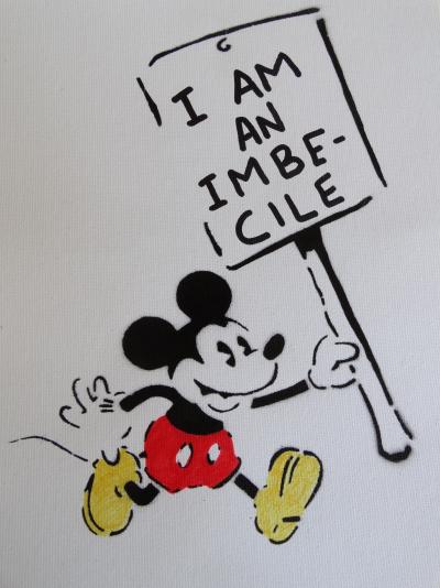 BANKSY (after) - I am an IDIOT, Souvenir of Dismaland - Spray paint on canvas 2