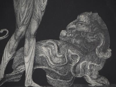 Ernst FUCHS : Femme au lion - Gravure originale signée 2