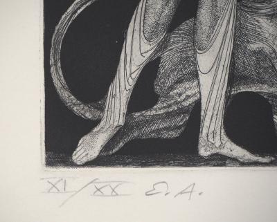 Ernst FUCHS : Femme au lion - Gravure originale signée 2