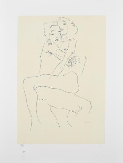 Egon SCHIELE (d’après) - Couple enlacé - Lithographie 2