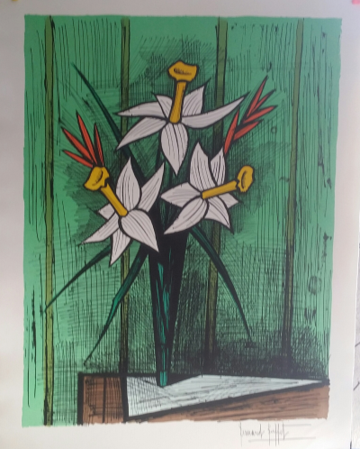 Bernard BUFFET - Bouquet de jonquilles, 1986 - Lithographie originale signée au crayon 2