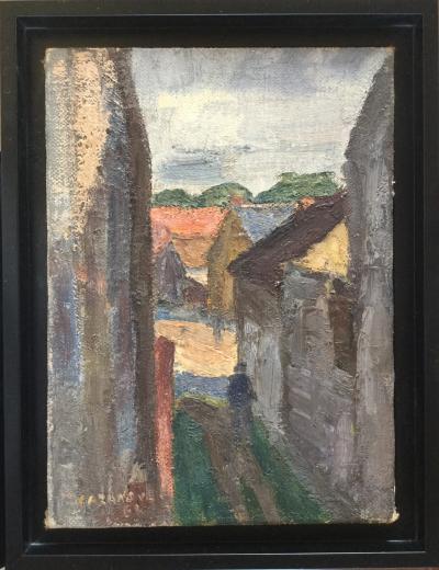 René CAZANOVE  - Le village, 1962 - Huile sur toile signée 2