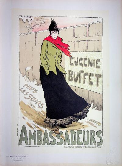 Lucien METIVET : Eugénie Buffet, 1895 - Lithographie originale signée 2