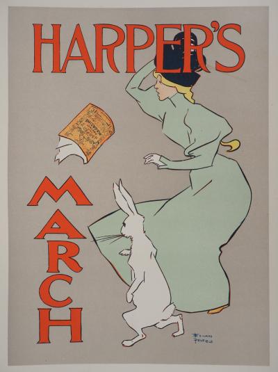 Edward PENFIELD : Alice et son lapin, 1895 - Lithographie originale signée 2