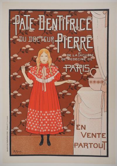 Bernard BOUTET DE MONVEL : Petite fille et sa brosse à dents - Lithographie originale signée, 1895 2