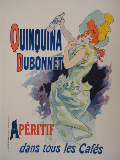 Jules CHERET - Femme élégante avec son apéritif, 1895 - Lithographie originale signée 2