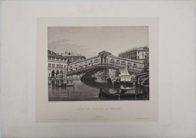 Frédéric MARTENS : Pont du Rialto à Venise - Gravure Originale 2