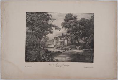 Xavier Leprince : Le moulin à eau (Isère, Furan à Sassenage) - Lithographie 2