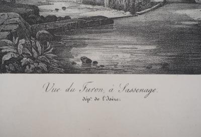 Xavier Leprince : Le moulin à eau (Isère, Furan à Sassenage) - Lithographie 2