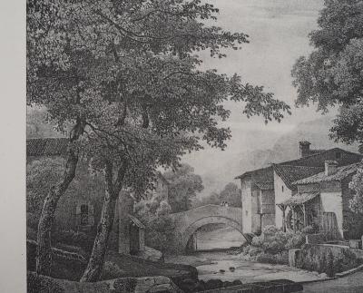 Xavier Leprince : Le moulin à eau (Isère, Furan à Sassenage) - Lithographie 2