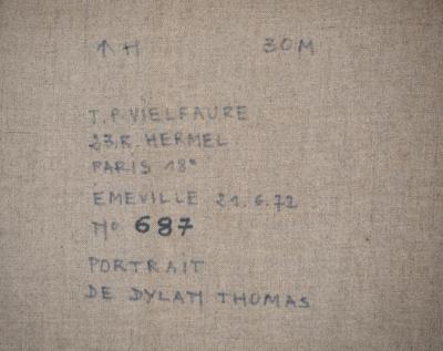 Jean-Pierre VIELFAURE : Portrait de Dylan Thomas - Huile sur toile originale signée 2