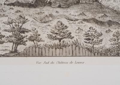 Henri LAPAIX : Vue sud du Château de Lemes - Gravure 2