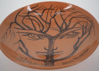 Jean MARAIS : Coupe au visage arbre noir - Céramique originale signée 2