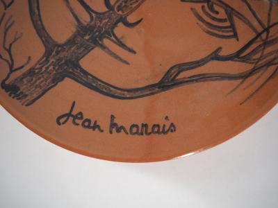 Jean MARAIS : Coupe au visage arbre noir - Céramique originale signée 2