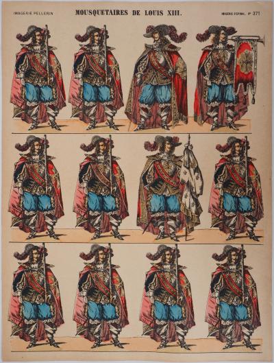 Imagerie d’Épinal : Les costumes (mousquetaires et spahis) - Lot de deux gravures 2