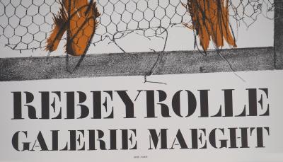 Paul REBEYROLLE -  Pattes de lion sur grillage - Affiche lithographique originale 2