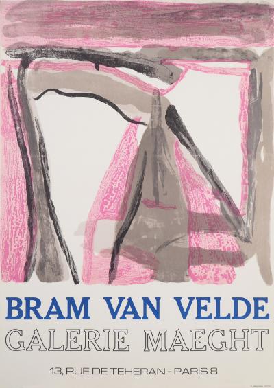 Bram VAN VELDE : Composition rose et brune - Lthographie originale 2