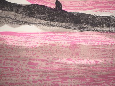 Bram VAN VELDE : Composition rose et brune - Lthographie originale 2