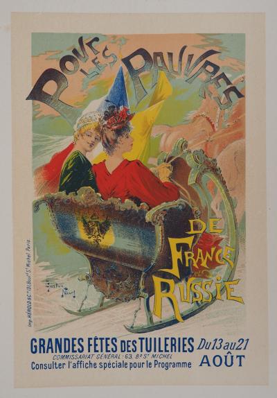 Gaston NOURY : Deux femmes dans le traîneau - Lithographie originale signée, 1895 2