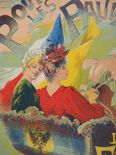 Gaston NOURY : Deux femmes dans le traîneau - Lithographie originale signée, 1895 2