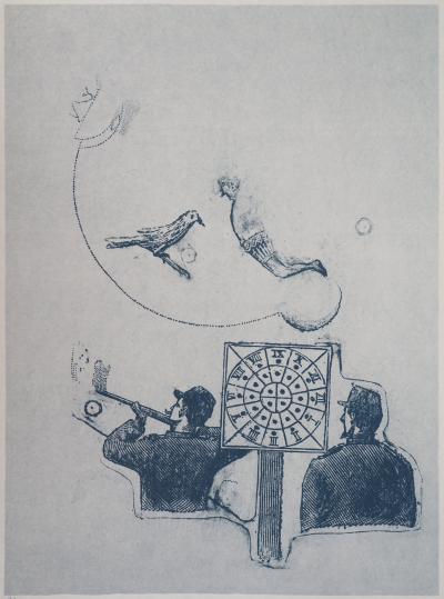 Max ERNST : Horoscope en ligne de mire - Lithographie Originale Signée 2