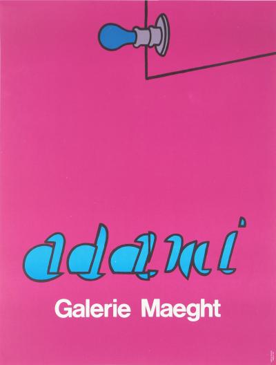 Valerio ADAMI: Bombilla azul sobre fondo malva - Póster litográfico vintage original 2