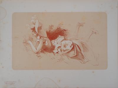 Jules CHÉRET : Jeune femme frivole, 1897 - Lithographie originale signée, 2