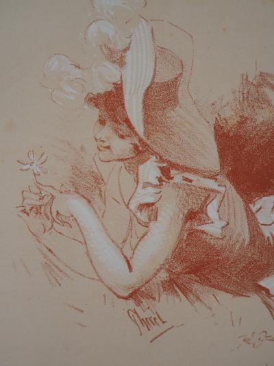 Jules CHÉRET : Jeune femme frivole, 1897 - Lithographie originale signée, 2