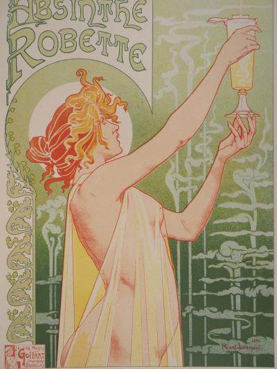 Henri PRIVAT-LIVEMONT : Absinthe Robette - Lithographie signée, 1897 2