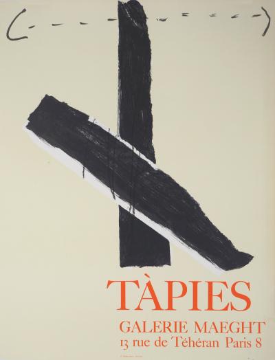 Antoni TAPIES - Croix noire - Affiche lithographique originale d’époque 2