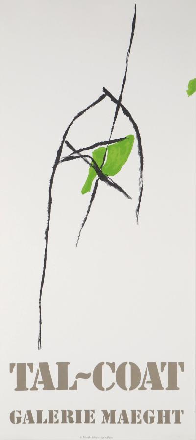 Pierre TAL-COAT : Abstraction vert et noir- Affiche lithographique d’époque 2