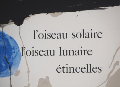 Joan MIRO : Oiseau solaire, lunaire et étincelles - Affiche lithographique originale d’époque 2