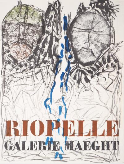 Jean-Paul RIOPELLE : Deux masques abstraits - Affiche lithographique d’époque 2