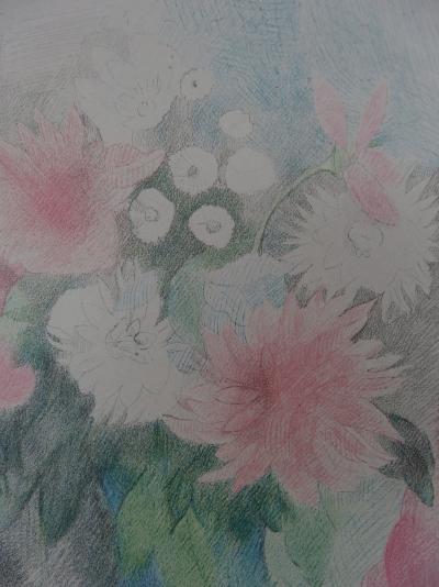 Marie LAURENCIN : Le bouquet de dahlias, Lithographie signée - 1928 2