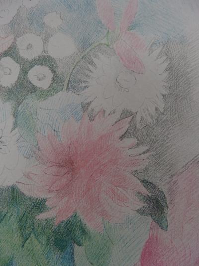 Marie LAURENCIN : Le bouquet de dahlias, Lithographie signée - 1928 2