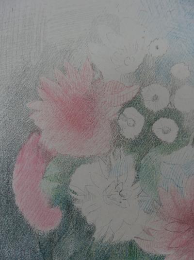 Marie LAURENCIN : Le bouquet de dahlias, Lithographie signée - 1928 2