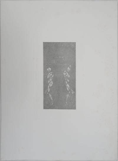 Auguste RODIN (d’après) : Figures supportant un piédestal - Gravure, 1897 2